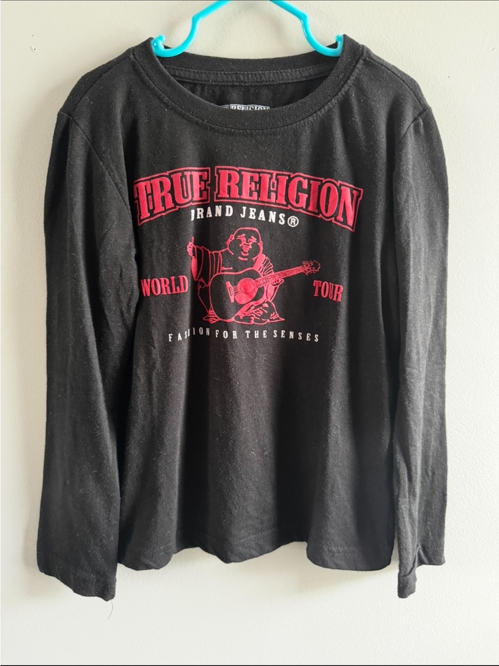 True Religion Black Tee with White Logo Print